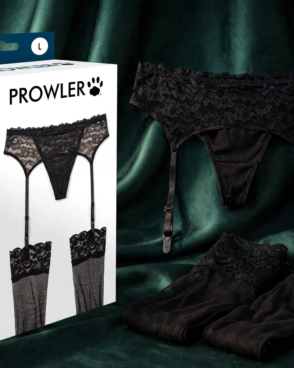 Prowler Lace Garter Set · L
