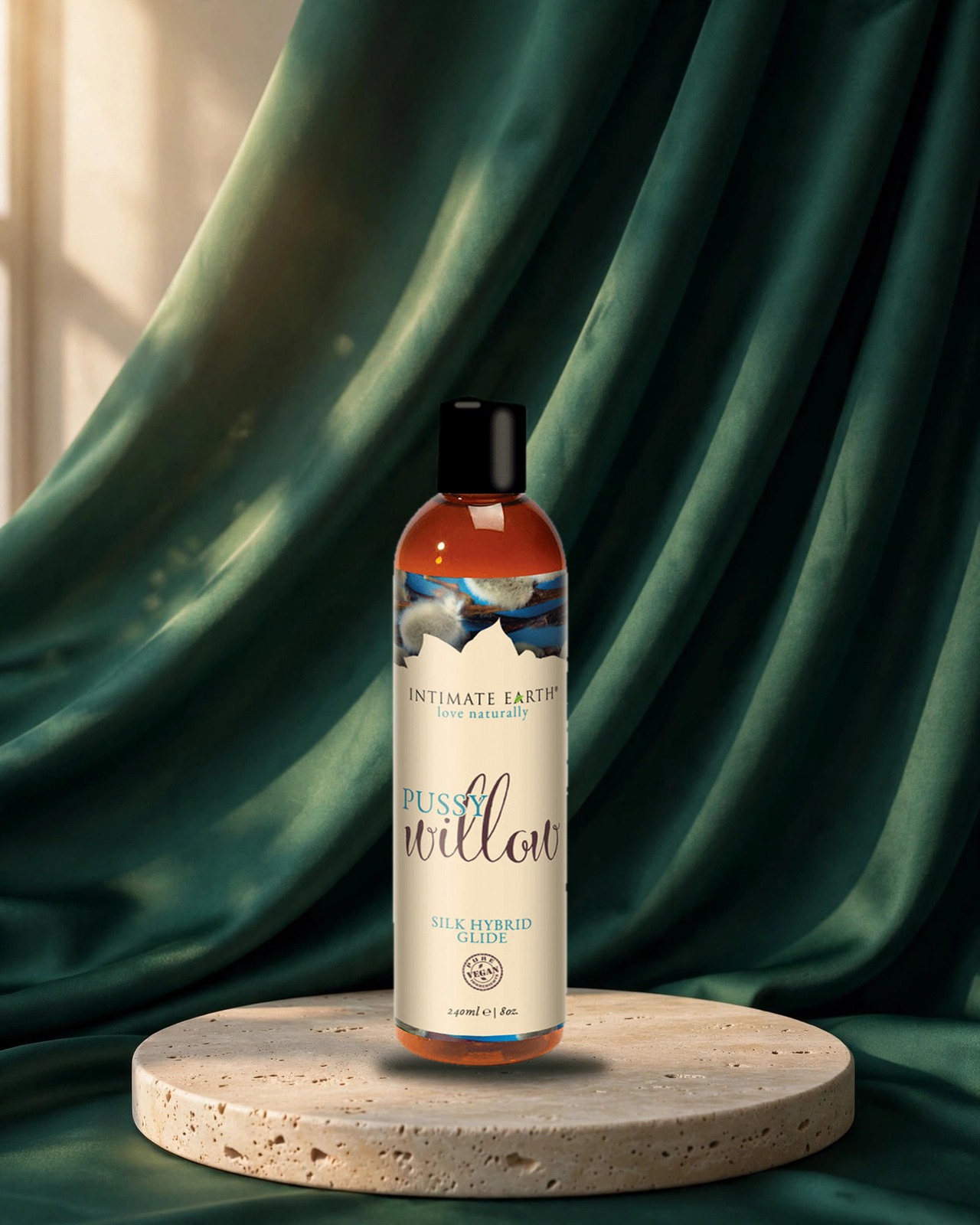 Lubricante híbrido de seda Intimate Earth Pussy Willow · 8 oz